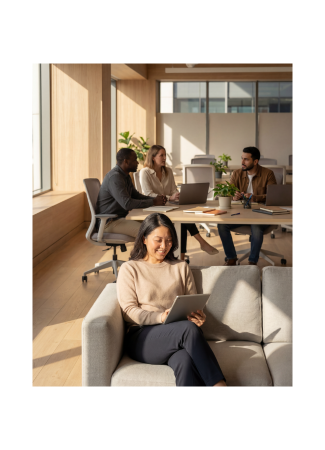 Modern office workspace designed to support employee retention